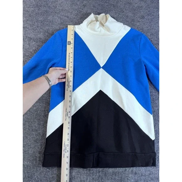 T by Talbots Women's Geometric Print Mock Neck Long Sleeve Knit Pullover Top L - Picture 6 of 8